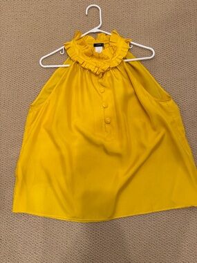 J. Crew Silk, Golden Yellow Ruffle Halter Shell Top with Pockets